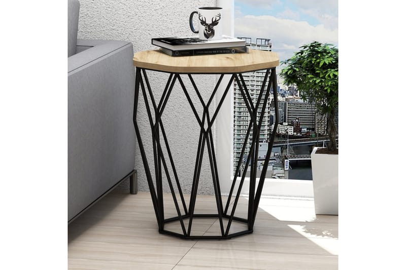 Bojana Sidobord Runt 46 cm - Natur/Svart - Möbler - Bord & matgrupper - Avlastningsbord - Lampbord