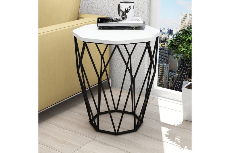 Bojana Sidobord Runt 46 cm - Vit/Svart - Möbler - Bord & matgrupper - Avlastningsbord - Lampbord