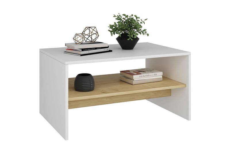 Bozdogan Sidobord 90 cm - Vit/Natur - Möbler - Bord & matgrupper - Avlastningsbord - Lampbord