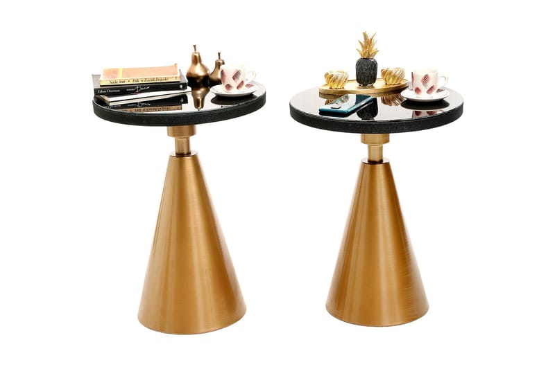 Caeth Sidobord Set Runt - Guld/Svart - Möbler - Bord & matgrupper - Avlastningsbord - Lampbord