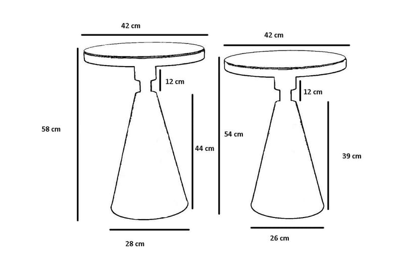 Caeth Sidobord Set Runt - Guld/Svart - Möbler - Bord & matgrupper - Avlastningsbord - Lampbord