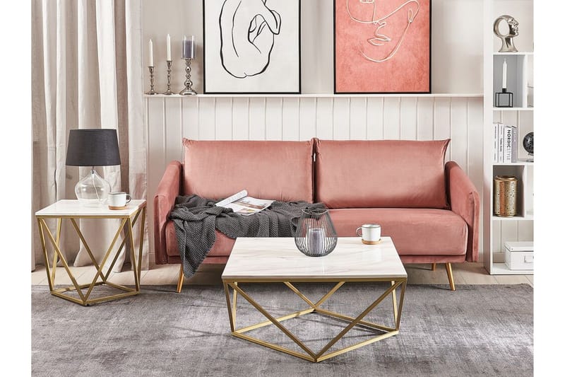 Charmlee Sidobord 50 cm - Vit/Guld - Möbler - Bord & matgrupper - Avlastningsbord - Lampbord