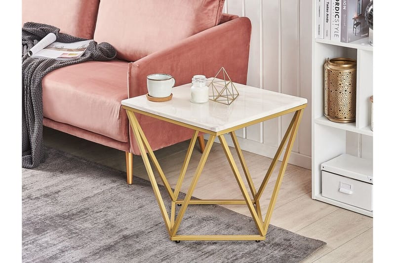 Charmlee Sidobord 50 cm - Vit/Guld - Möbler - Bord & matgrupper - Avlastningsbord - Lampbord