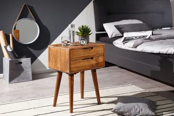 Eshott Sängbord 47 cm med Förvaring och Lådor i Trä - Brun - Möbler - Bord & matgrupper - Avlastningsbord - Sängbord & nattduksbord
