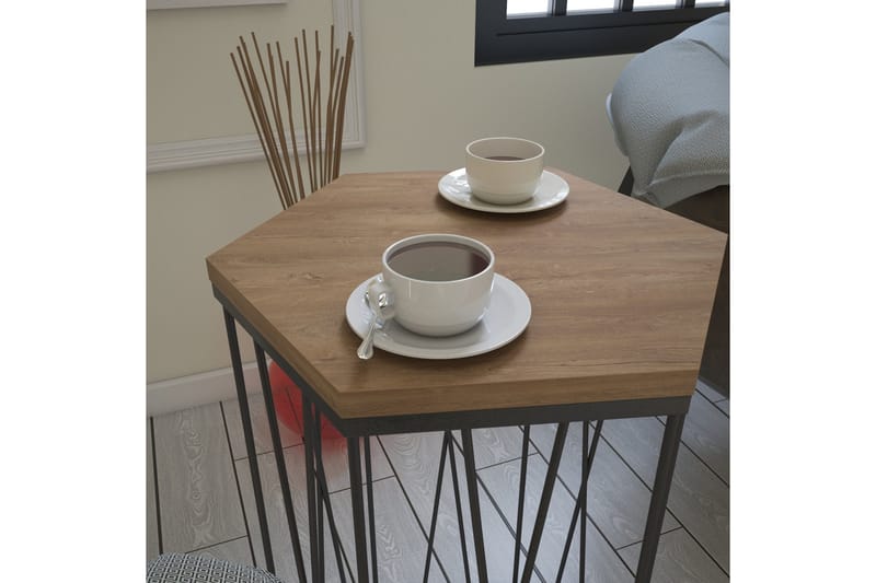 Falan Sidobord 40 cm Hexagon - Ljusbrun/Svart - Möbler - Bord & matgrupper - Avlastningsbord - Lampbord