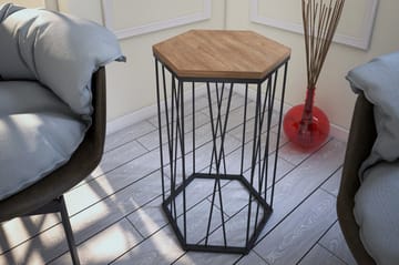 Falan Sidobord 40 cm Hexagon - Ljusbrun/Svart - Möbler - Bord & matgrupper - Avlastningsbord - Lampbord