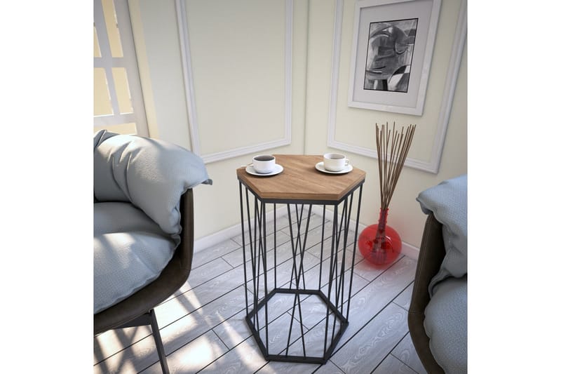 Falan Sidobord 40 cm Hexagon - Ljusbrun/Svart - Möbler - Bord & matgrupper - Avlastningsbord - Lampbord