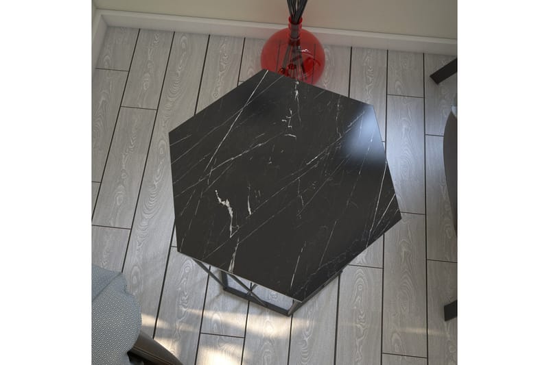 Falan Sidobord 40 cm Hexagon Marmormönster - Svart - Möbler - Bord & matgrupper - Avlastningsbord - Lampbord