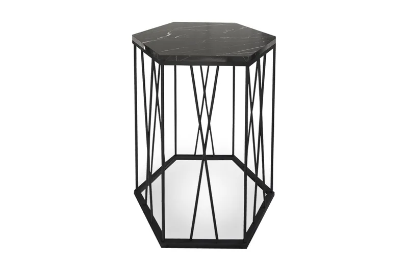 Falan Sidobord 40 cm Hexagon Marmormönster - Svart - Möbler - Bord & matgrupper - Avlastningsbord - Lampbord