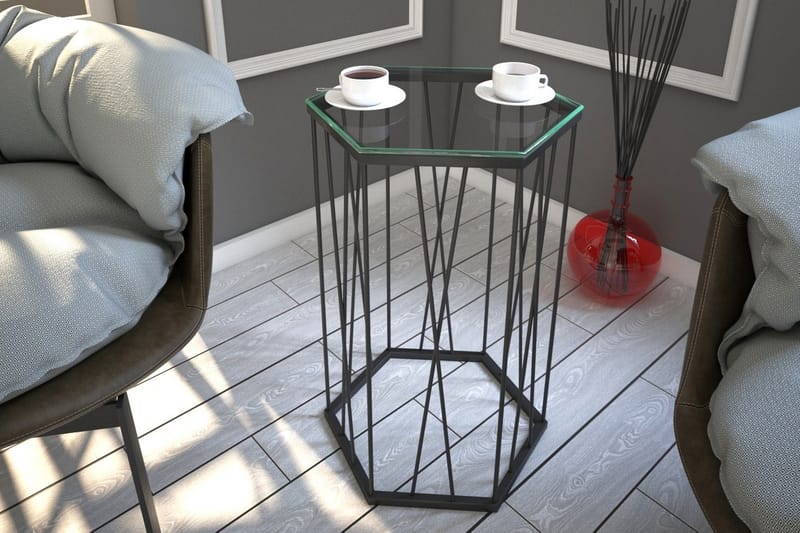 Falan Sidobord 40 cm Hexagon - Svart/Silver - Möbler - Bord & matgrupper - Avlastningsbord - Lampbord
