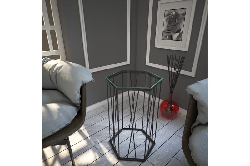 Falan Sidobord 40 cm Hexagon - Svart/Silver - Möbler - Bord & matgrupper - Avlastningsbord - Lampbord