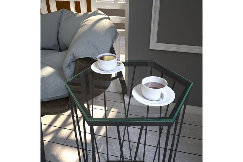 Falan Sidobord 40 cm Hexagon - Svart/Silver - Möbler - Bord & matgrupper - Avlastningsbord - Lampbord