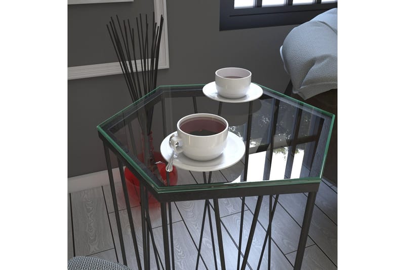 Falan Sidobord 40 cm Hexagon - Svart/Silver - Möbler - Bord & matgrupper - Avlastningsbord - Lampbord