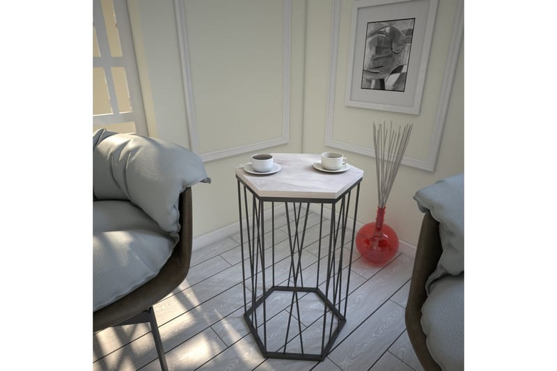 Falan Sidobord 40 cm Hexagon - Vit/Svart - Möbler - Bord & matgrupper - Avlastningsbord - Lampbord