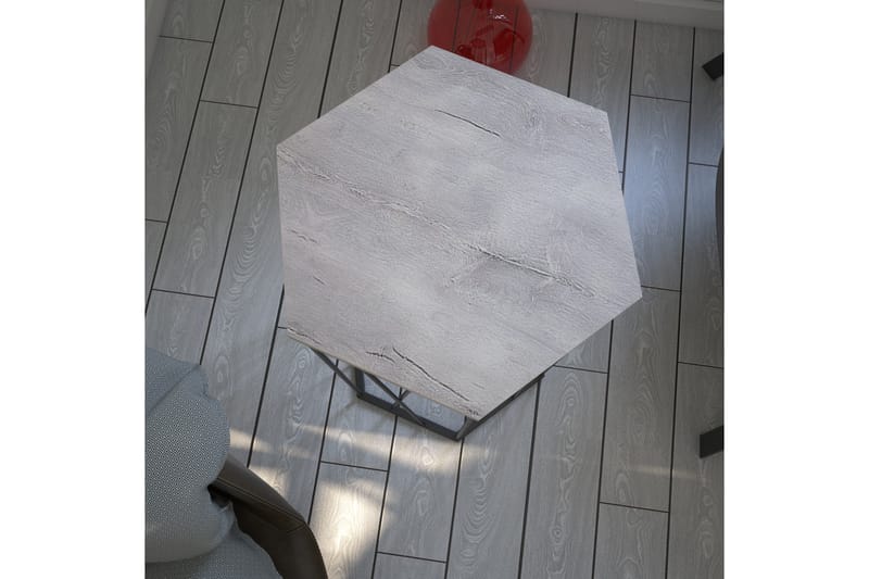 Falan Sidobord 40 cm Hexagon - Vit/Svart - Lampbord - Brickbord & småbord