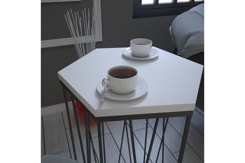 Falan Sidobord 40 cm Hexagon - Vit/Svart - Möbler - Bord & matgrupper - Avlastningsbord - Lampbord