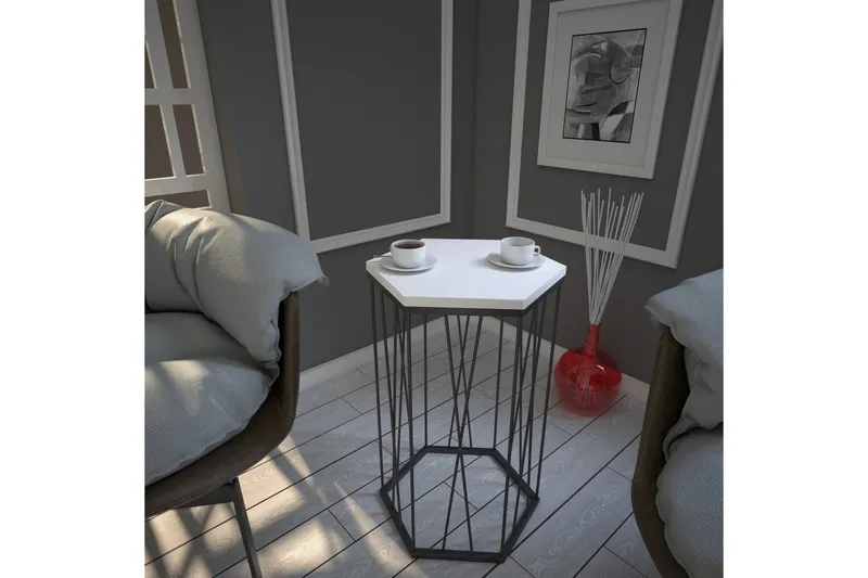 Falan Sidobord 40 cm Hexagon - Vit/Svart - Möbler - Bord & matgrupper - Avlastningsbord - Lampbord