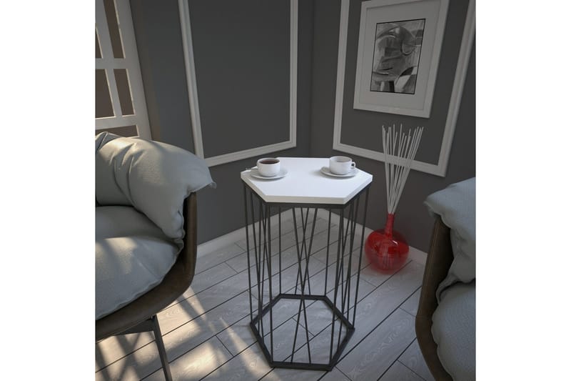 Falan Sidobord 40 cm Hexagon - Vit/Svart - Möbler - Bord & matgrupper - Avlastningsbord - Lampbord