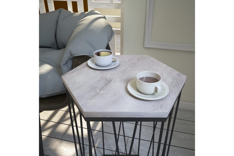 Falan Sidobord 40 cm Hexagon - Vit/Svart - Möbler - Bord & matgrupper - Avlastningsbord - Lampbord