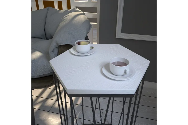 Falan Sidobord 40 cm Hexagon - Vit/Svart - Möbler - Bord & matgrupper - Avlastningsbord - Lampbord