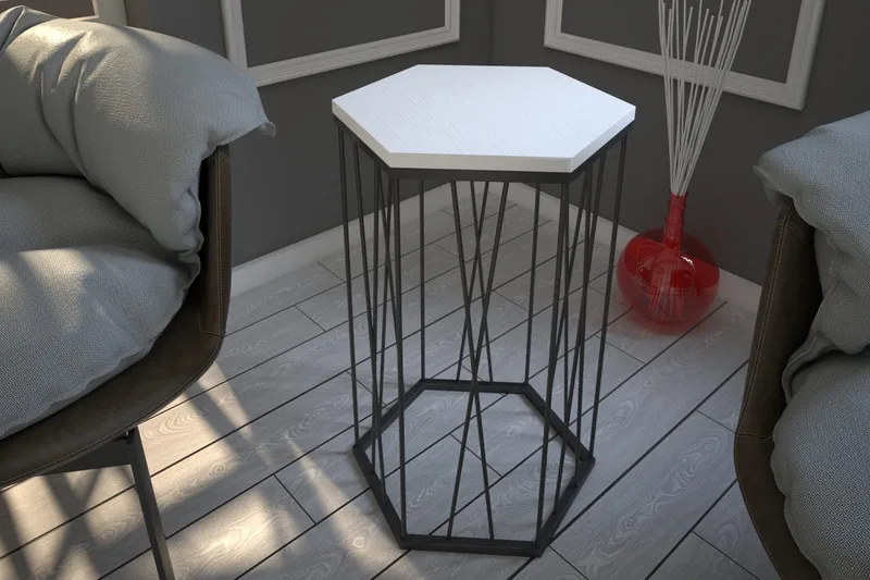 Falan Sidobord 40 cm Hexagon - Vit/Svart - Möbler - Bord & matgrupper - Avlastningsbord - Lampbord