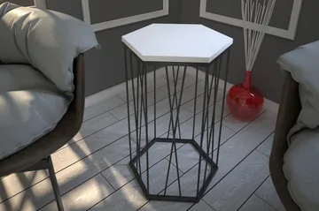 Falan Sidobord 40 cm Hexagon - Vit/Svart - Möbler - Bord & matgrupper - Avlastningsbord - Lampbord