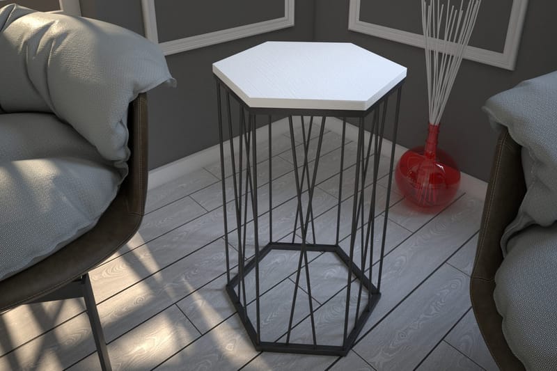 Falan Sidobord 40 cm Hexagon - Vit/Svart - Möbler - Bord & matgrupper - Avlastningsbord - Lampbord