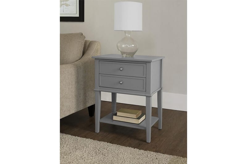 Franklin Sidobord 56 cm 2 Lådor Grå - Dorel Home - Möbler - Bord & matgrupper - Avlastningsbord - Lampbord