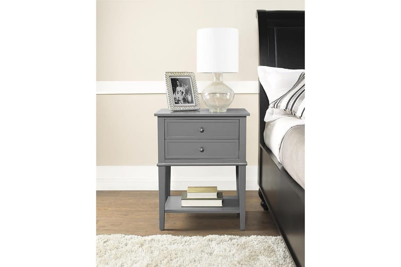 Franklin Sidobord 56 cm 2 Lådor Grå - Dorel Home - Möbler - Bord & matgrupper - Avlastningsbord - Lampbord