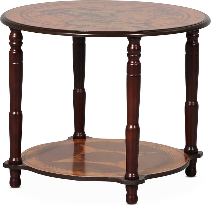 Lampbord i valnöt med världskarta Ø60 cm - Valnöt - Möbler - Bord & matgrupper - Avlastningsbord - Lampbord