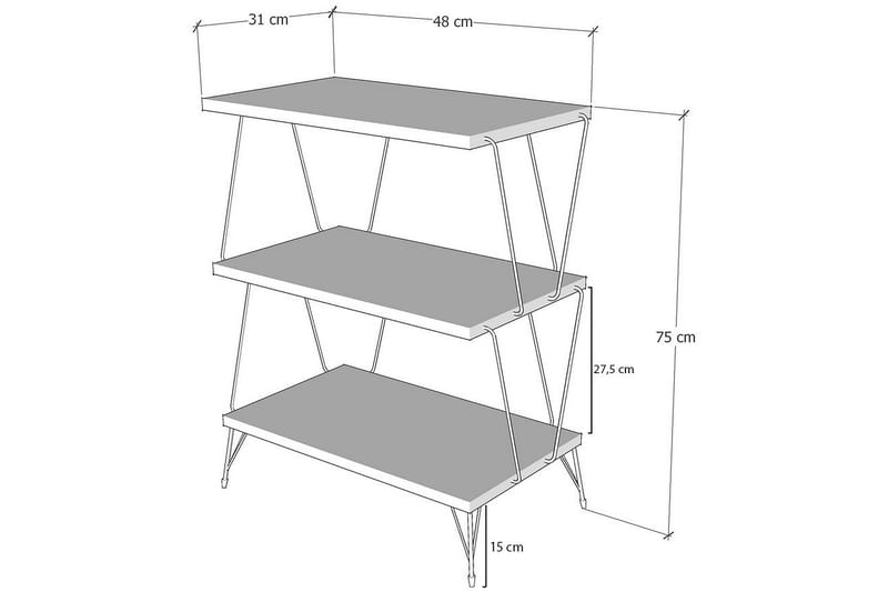 Igazz Sidobord 48 cm - Natur/Svart - Lampbord - Klaffbord & Hopfällbart bord - Brickbord & småbord - Spegelbord