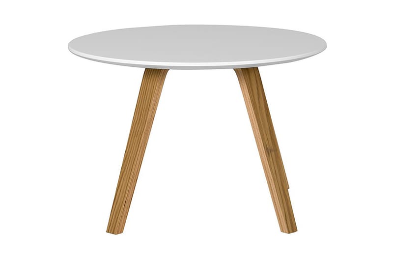 Lola Sidobord 60 cm Runt Vit/Ekbrun - Vit/Brun - Möbler - Bord & matgrupper - Avlastningsbord - Lampbord