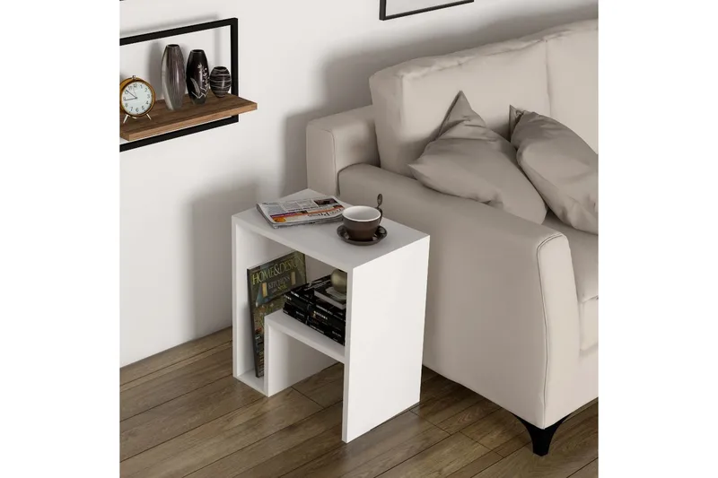 Malem Sidobord 52 cm 2 Hyllor - Vit - Möbler - Bord & matgrupper - Avlastningsbord - Lampbord