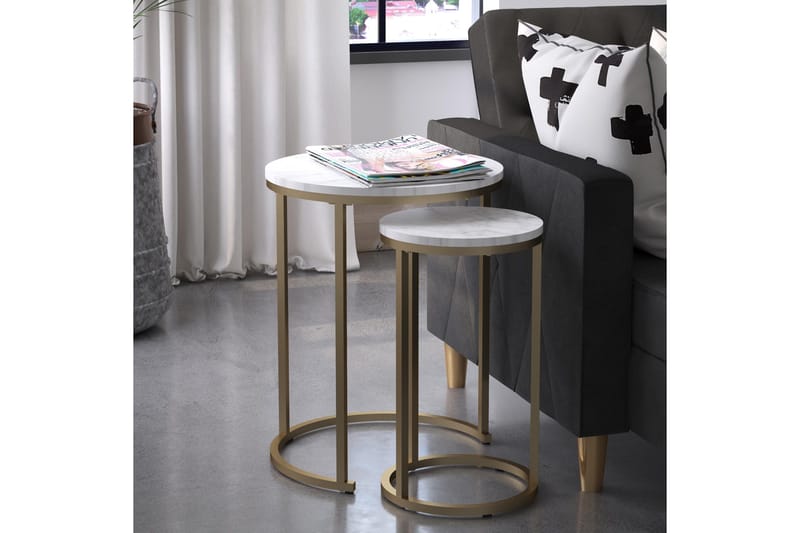 Revazi Sidobord Marmor - Vit - Möbler - Bord & matgrupper - Avlastningsbord - Lampbord