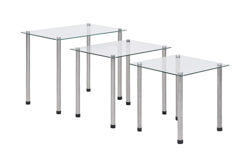 Satsbord 3 st genomskinlig härdat glas - Transparent - Möbler - Bord & matgrupper - Avlastningsbord - Lampbord