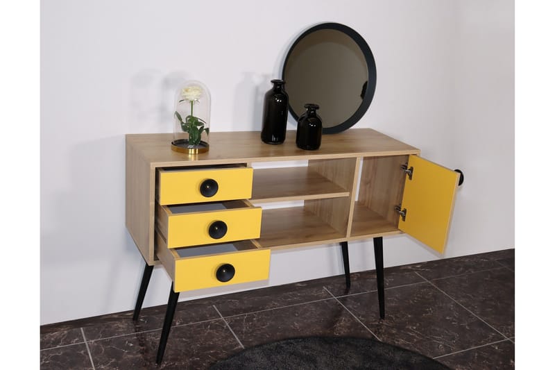 Sidobord 120 cm - Guld/Natur/Gul - Möbler - Bord & matgrupper - Avlastningsbord - Lampbord