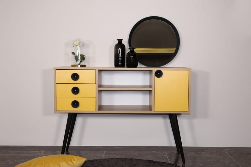 Sidobord 120 cm - Guld/Natur/Gul - Möbler - Bord & matgrupper - Avlastningsbord - Lampbord