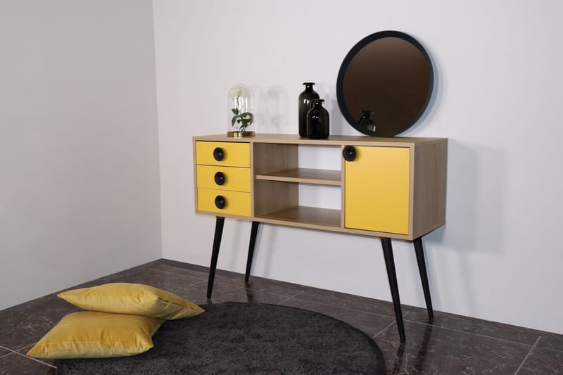 Sidobord 120 cm - Guld/Natur/Gul - Möbler - Bord & matgrupper - Avlastningsbord - Lampbord