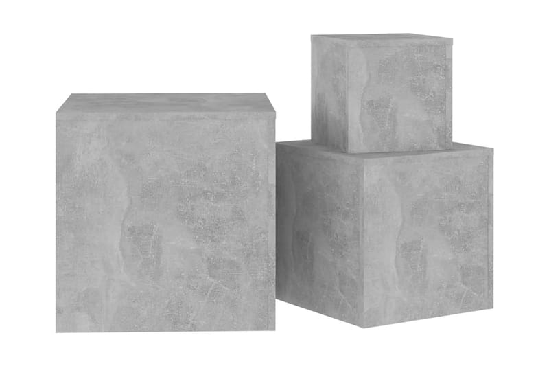 Sidobord 3 st betonggrå spånskiva - Grå - Lampbord - Brickbord & småbord