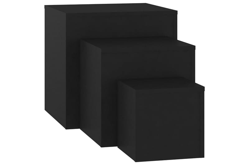 Sidobord 3 st svart spånskiva - Svart - Lampbord - Brickbord & småbord