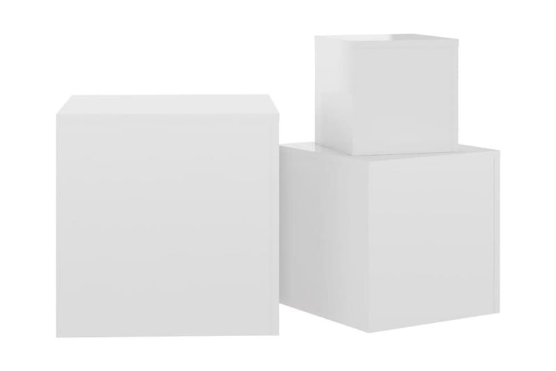 Sidobord 3 st vit högglans spånskiva - Vit - Lampbord - Brickbord & småbord