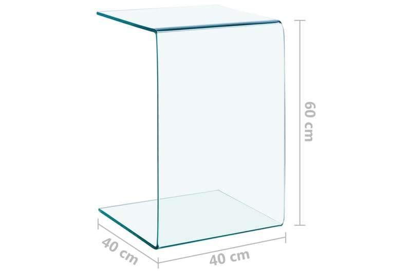 Sidobord 40x40x60 cm härdat glas - Transparent - Lampbord - Brickbord & småbord
