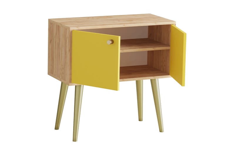 Sidobord 80 cm - Guld/Natur/Gul - Möbler - Bord & matgrupper - Avlastningsbord - Lampbord