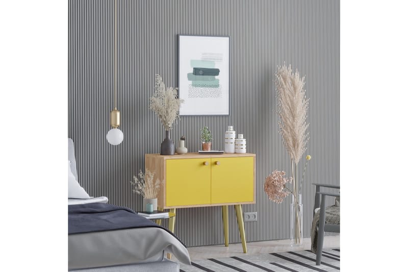 Sidobord 80 cm - Guld/Natur/Gul - Möbler - Bord & matgrupper - Avlastningsbord - Lampbord