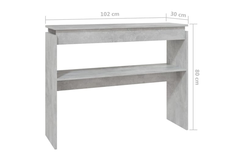 Sidobord betonggrå 102x30x80 cm spånskiva - Grå - Lampbord - Brickbord & småbord