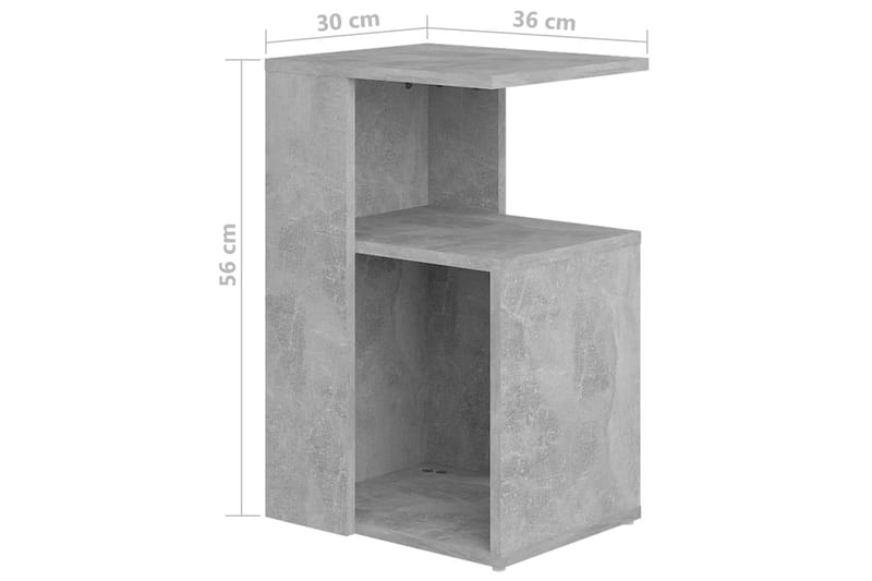 Sidobord betonggrå 36x30x56 cm spånskiva - Grå - Lampbord - Brickbord & småbord
