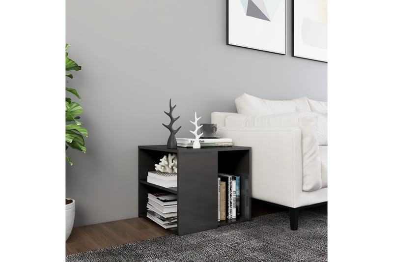 Sidobord grå högglans 50x50x45 cm spånskiva - Grå - Lampbord - Brickbord & småbord