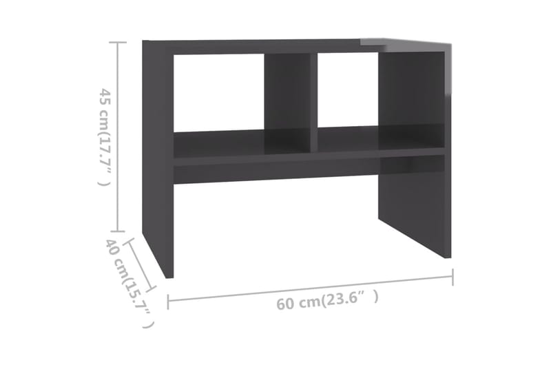 Sidobord grå högglans 60x40x45 cm spånskiva - Grå - Lampbord - Brickbord & småbord