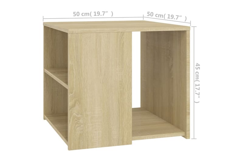 Sidobord sonoma-ek 50x50x45 cm spånskiva - Brun - Möbler - Bord & matgrupper - Avlastningsbord - Lampbord