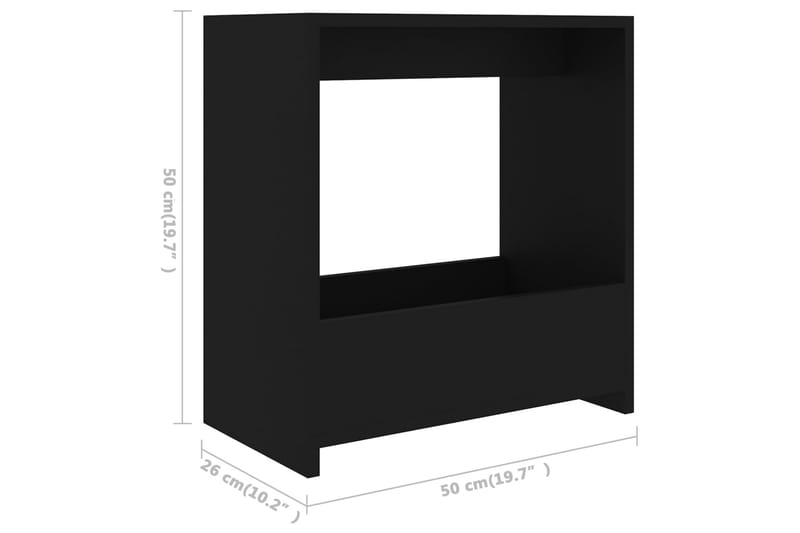 Sidobord svart 50x26x50 cm spånskiva - Svart - Lampbord - Brickbord & småbord